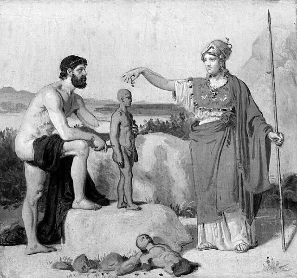 Prometheus danner mennesket af ler av Constantin Hansen (1804-1880). (Kilde: Wikimedia Commons) CC0 1.0 Prometheus danner mennesket af ler av Constantin Hansen (1804-1880). (Kilde: Wikimedia Commons) CC0 1.0