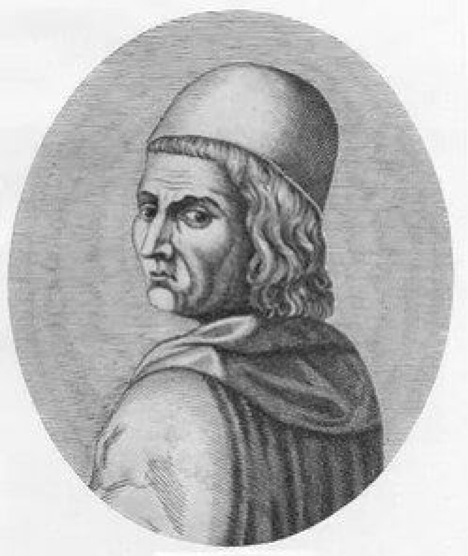 Marsilio Ficino, kobberstikk av Esme de Boulonois fra 1600-tallet. (Kilde: Wikimedia Commons CC0 1.0) Marsilio Ficino, kobberstikk av Esme de Boulonois fra 1600-tallet. (Kilde: Wikimedia Commons CC0 1.0)