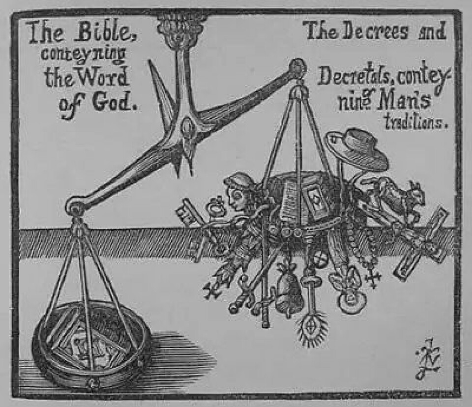 The Bible weighed against man’s traditions. (Kilde: wikimedia commons) The Bible weighed against man’s traditions. (Kilde: wikimedia commons)