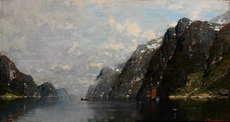 Norsk fjordlandskap av Georg Anton Ramussen. (Kilde: Wikimedia commons) Norsk fjordlandskap av Georg Anton Ramussen. (Kilde: Wikimedia commons)