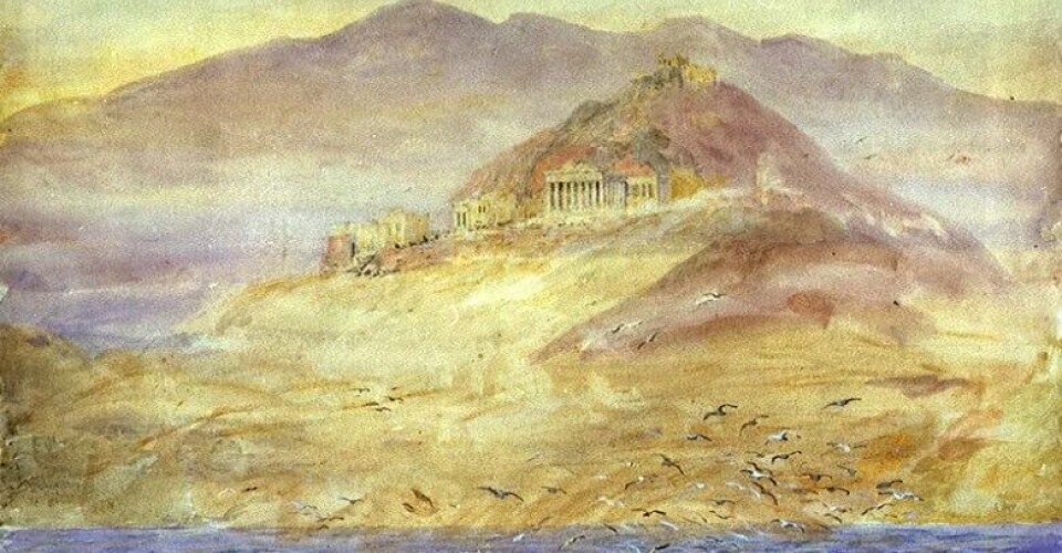 Athens from the Gulf of Athena av William Lionel Wyllie (1851-1931). (Kilde: Wikimedia Commons)