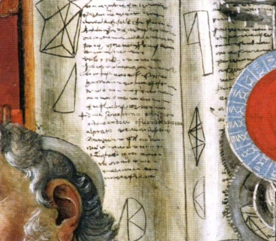 Detalj fra Sandro Botticellis St. Augustin i sitt studérkammer. (Kilde: Wikimedia Commons) Detalj fra Sandro Botticellis St. Augustin i sitt studérkammer. (Kilde: Wikimedia Commons)