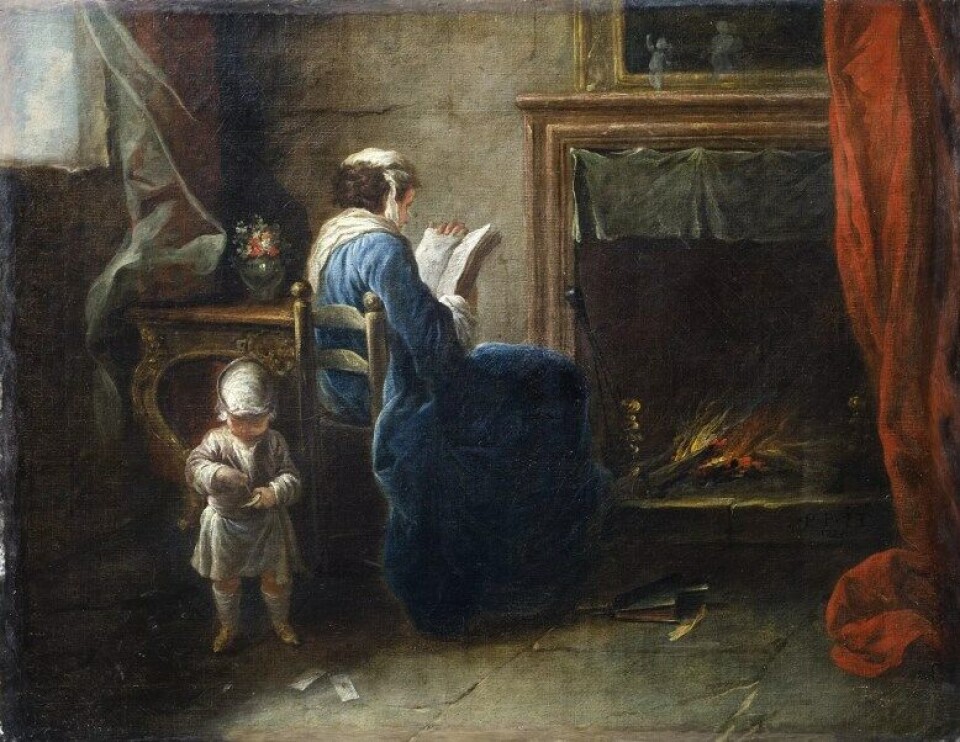 Descartes ville aldri ha tvilt på at andre mennesker har bevissthet dersom han hadde hatt barn, skriver Midgley. (Illustrasjon: «Woman reading in front of a fireplace» av Pierre Parrocel, Wikimedia Commons) Descartes ville aldri ha tvilt på at andre mennesker har bevissthet dersom han hadde hatt barn, skriver Midgley. (Illustrasjon: «Woman reading in front of a fireplace» av Pierre Parrocel, Wikimedia Commons)