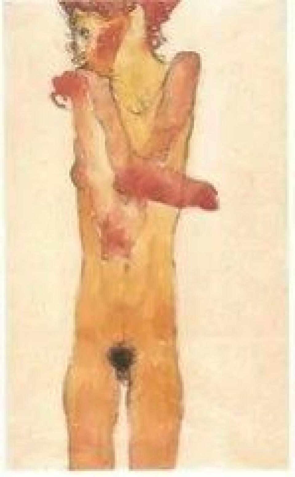 Egon Schiele – Mädchenakt mit verschränkten Armen (1910)