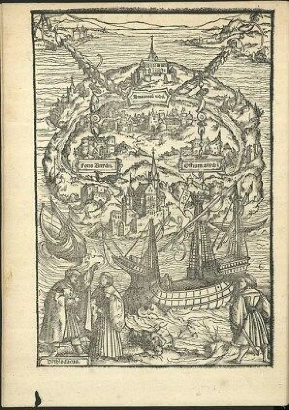 Träsnitt av Ambrosius Holbein av Utopia från en utgåva 1518 Thomas Mores bok med samma namn. (Källa: Wikimedia Commons). Träsnitt av Ambrosius Holbein av Utopia från en utgåva 1518 Thomas Mores bok med samma namn. (Källa: Wikimedia Commons).