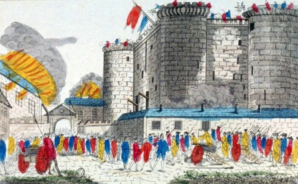 Prise de la Bastille (1789), ukjent kunstner. (Kilde: Wikimedia commons)