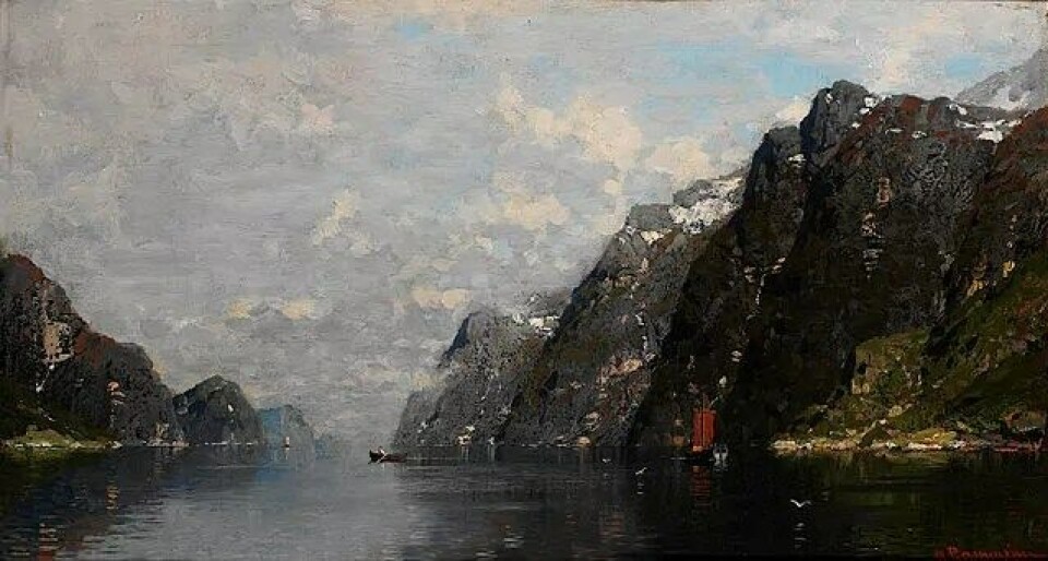 Fjordmaleri av Georg Anton Rasmussen. En lignende utsikt kan ha lokket Wittgenstein til Skjolden. (Kilde: Wikimedia Commons) Fjordmaleri av Georg Anton Rasmussen. En lignende utsikt kan ha lokket Wittgenstein til Skjolden. (Kilde: Wikimedia Commons)