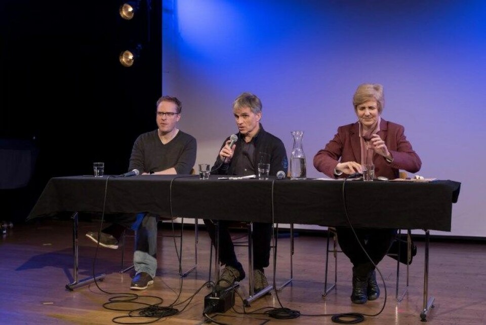 Cappelen, Wyller og Himmelmann i debatt. (Foto: Lena Knutli/NTNU HF) Cappelen, Wyller og Himmelmann i debatt. (Foto: Lena Knutli/NTNU HF)