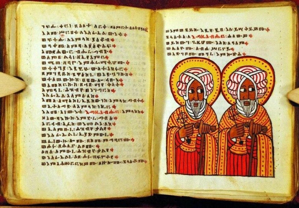 «At vi har en fornuftig og erkjennende sjel er innlysende fordi vi kan tenke og erkjenne, og den konkrete skapningen som vår kropp er kan ikke tenke og erkjenne, slik som sjelen i vår kropp kan tenke og erkjenne», skriver den etiopiske filosofen Welde-Hiywet. Illustrasjonsbilde: Gammeletiopisk bibelmanuskript (via Wikimedia commons).