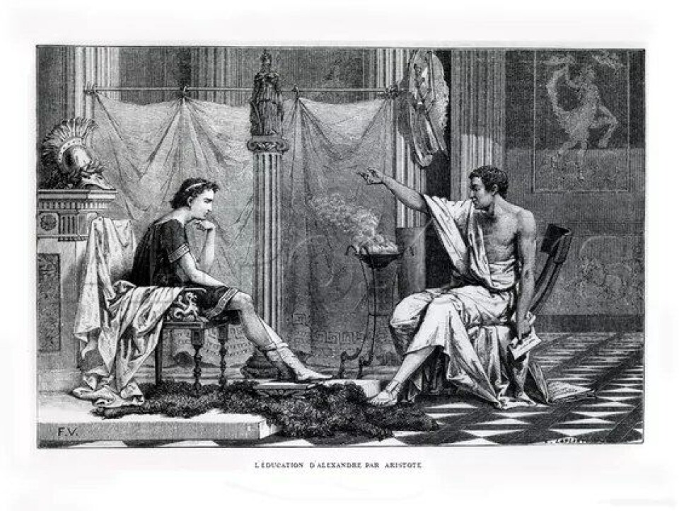 Illustrasjon: Education d’Alexandre par Aristote av Charles Laplante. (Kilde: Wikimedia Commons) Illustrasjon: Education d’Alexandre par Aristote av Charles Laplante. (Kilde: Wikimedia Commons)