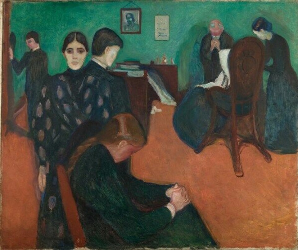 «Døden i sykeværelset» (1893) av Edvard Munch (Kilde: Wikimedia commons)