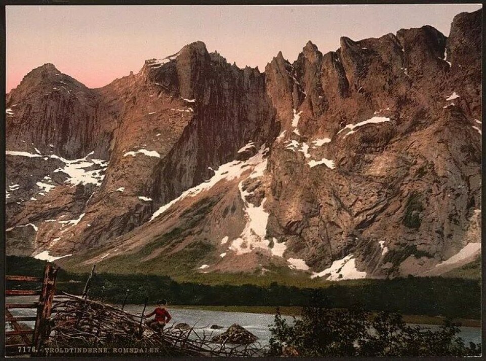Trolltindene ca. 1890-1900. (Kilde: Wikimedia commons). Trolltindene ca. 1890-1900. (Kilde: Wikimedia commons).