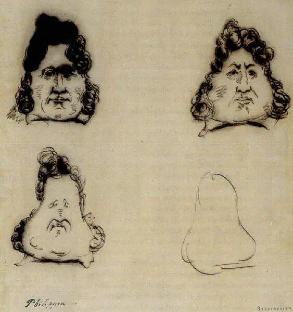 Kong Ludvig Filip som gradvis forvandles til en pære, skapt av Charles Philipon for avisen La Caricature. Avisen gjenbrukte motivet en rekke ganger og skapte en forbindelse mellom frukten og kongen: Kongen ble dermed på folkemunne kjent som «Pærekongen». (Kilde: Wikimedia Commons) Kong Ludvig Filip som gradvis forvandles til en pære, skapt av Charles Philipon for avisen La Caricature. Avisen gjenbrukte motivet en rekke ganger og skapte en forbindelse mellom frukten og kongen: Kongen ble dermed på folkemunne kjent som «Pærekongen». (Kilde: Wikimedia Commons)