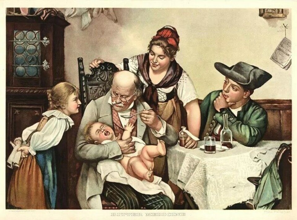 «Bitter medicine» ca. 1894 av Philip Fleishcer. (Kilde: Wikimedia commons.) «Bitter medicine» ca. 1894 av Philip Fleishcer. (Kilde: Wikimedia commons.)