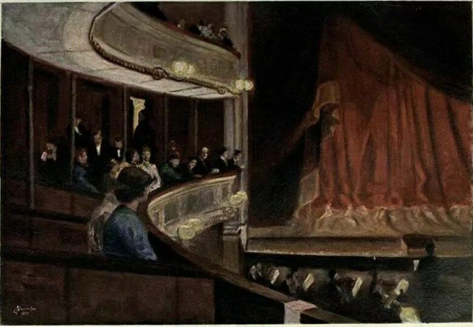 En mellemakt i Christiania Theater av Gudmund Stenersen. (Kilde: Wikimedia Commons) En mellemakt i Christiania Theater av Gudmund Stenersen. (Kilde: Wikimedia Commons)