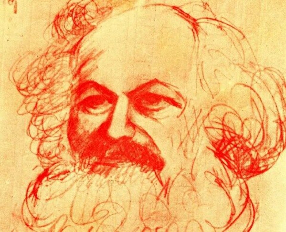 Utsnitt av portrett av Karl Marx (1818–1883), tegnet av Tomás Vivanco (via Flickr). Utsnitt av portrett av Karl Marx (1818–1883), tegnet av Tomás Vivanco (via Flickr).