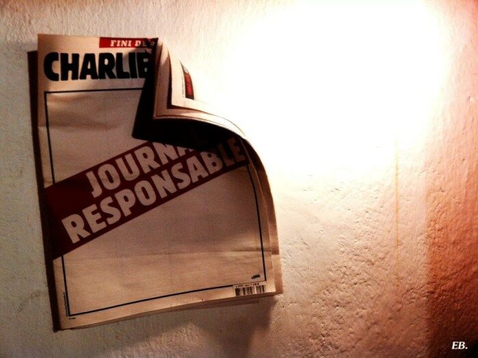 Illustrasjon: In Memoriam Charlie Hebdo av Emeline Broussard (via Flickr) Illustrasjon: In Memoriam Charlie Hebdo av Emeline Broussard (via Flickr)