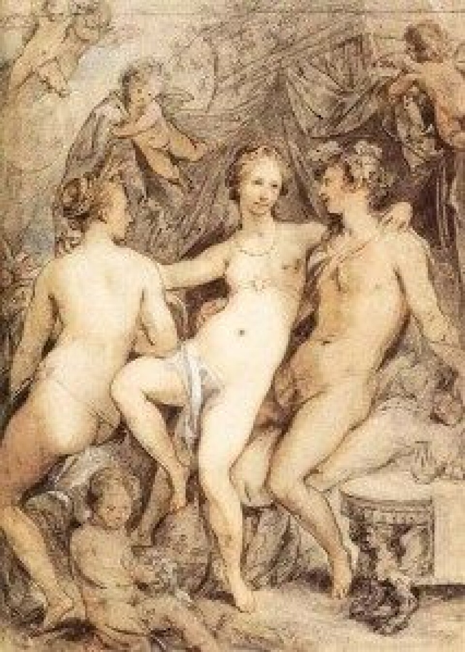 Venus mellom Ceres og Bacchus av Hendrik Golzius (1590-tallet). (Kilde: Wikimedia commons) Venus mellom Ceres og Bacchus av Hendrik Golzius (1590-tallet). (Kilde: Wikimedia commons)