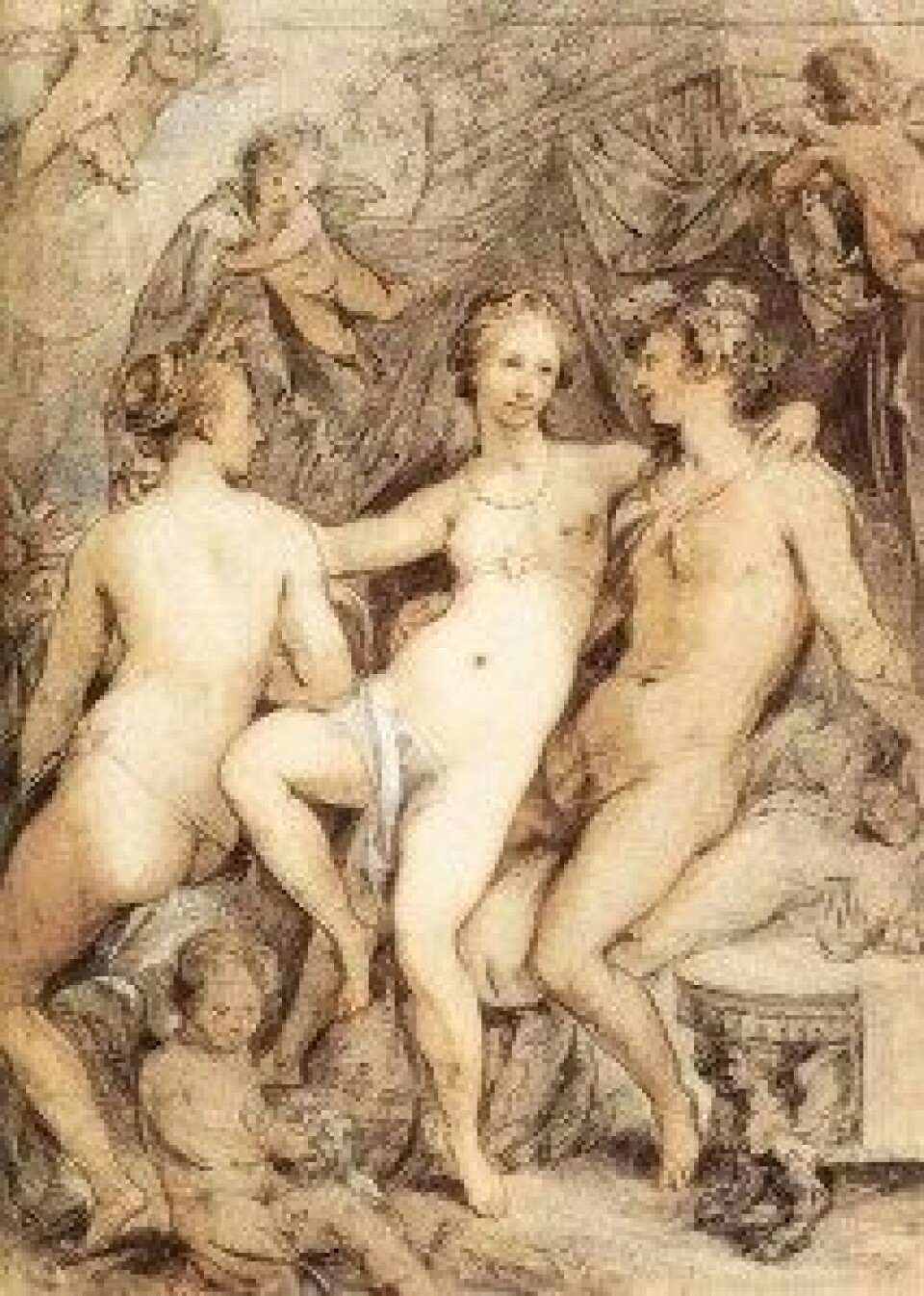Venus mellom Ceres og Bacchus av Hendrik Golzius (1590-tallet). (Kilde: Wikimedia commons)
