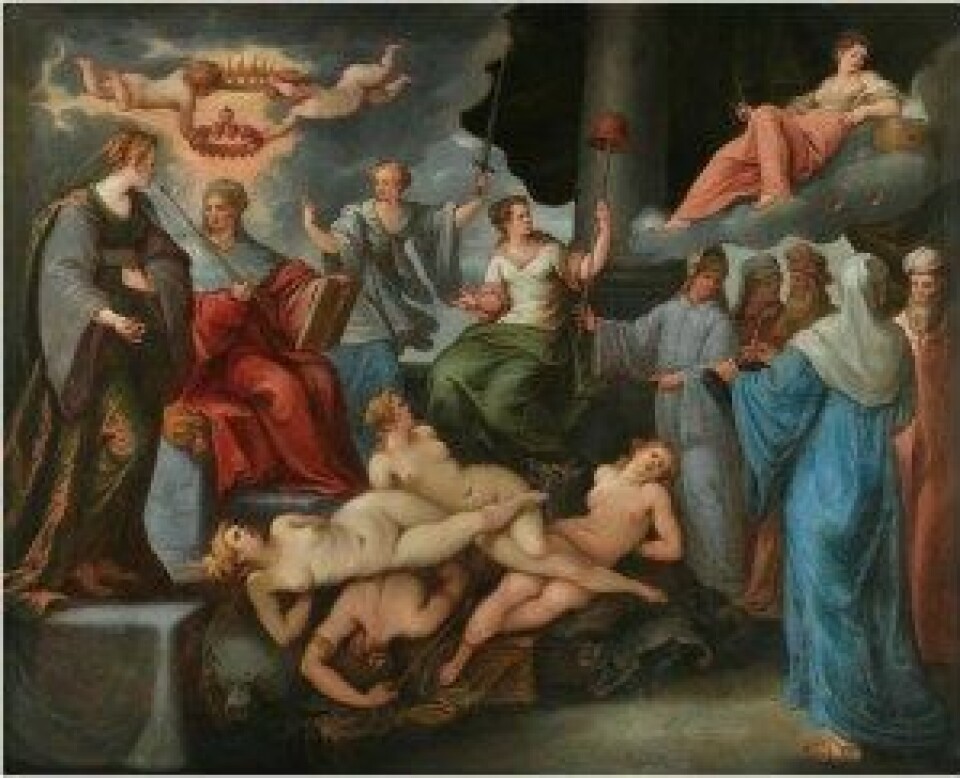Illustrasjon: «Triumph of the virtues over the vices» Paolo Fiammingo (ca. 1592). (Kilde: Wikimedia Commons)
