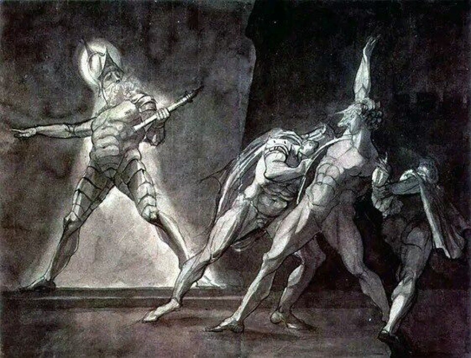 Henry Fuselis Hamlet and his father’s Ghost (1780-1785) (Kilde: Wikimedia commons) Henry Fuselis Hamlet and his father’s Ghost (1780-1785) (Kilde: Wikimedia commons)