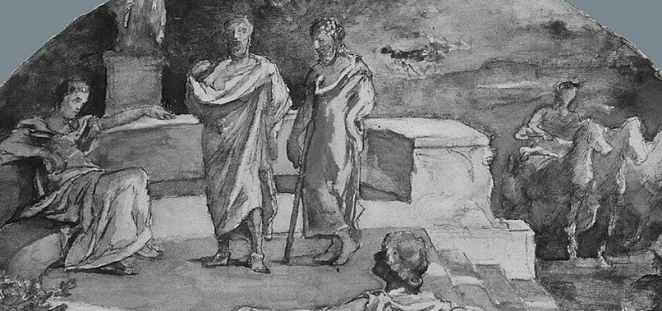 Sokrates og hans venner diskuterer individets relasjon til staten