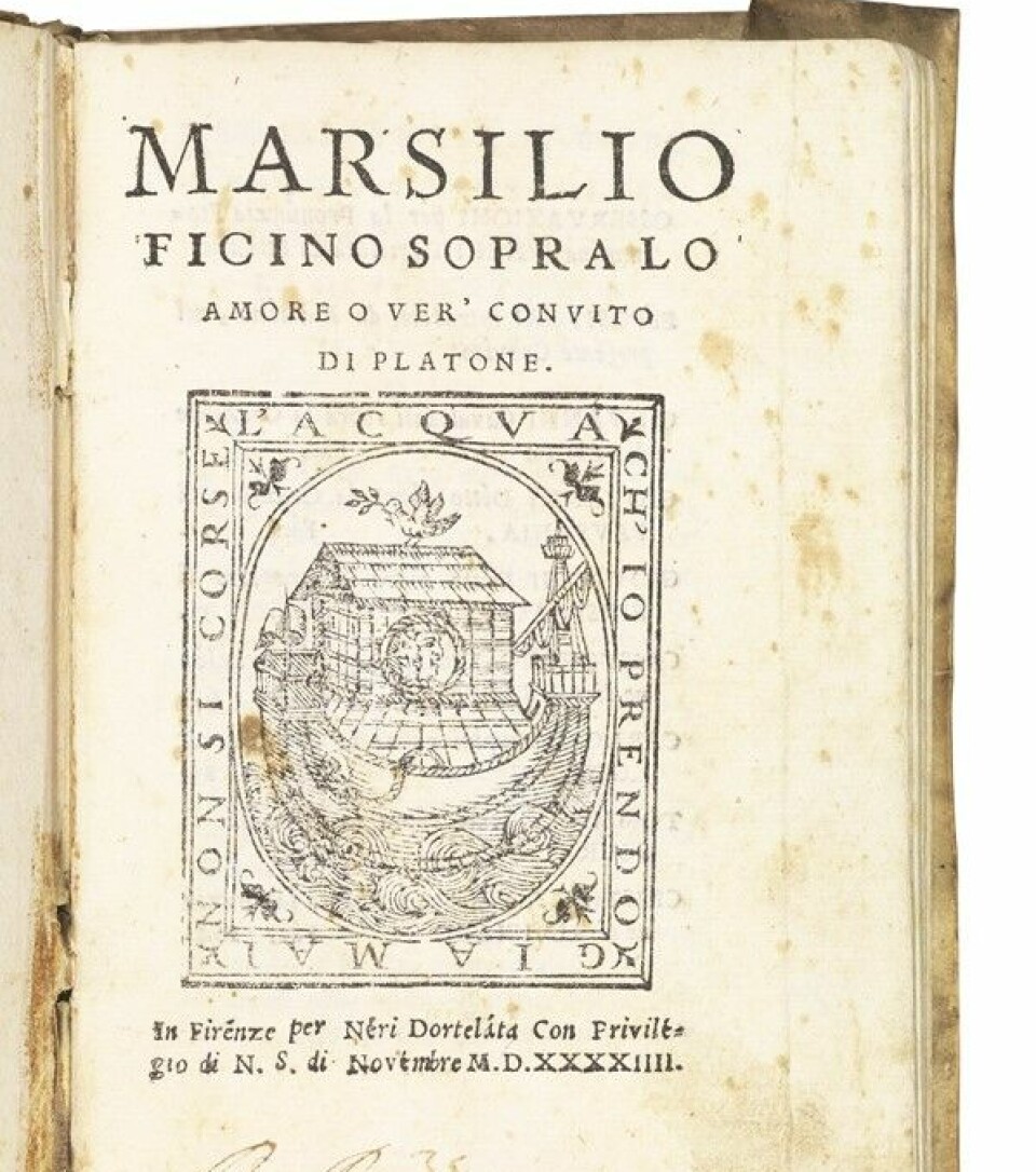 Tittelsiden til Ficinos De amore i italiensk utgave fra 1544.