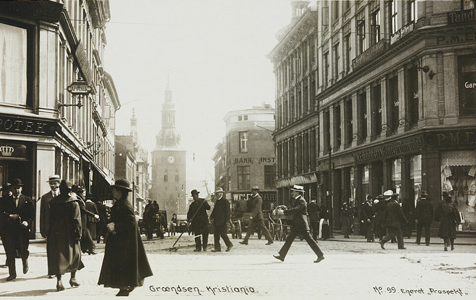 Postkort som avbilder Kristiania, 1924