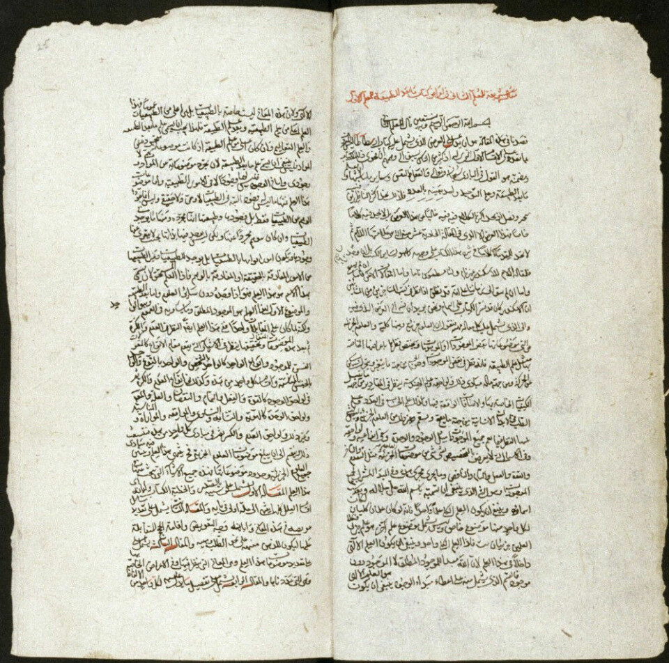 En side fra en manuskript fra det 17. århunde, om Al-Fārābīs kritikk av Aristoteles' metafysikk.