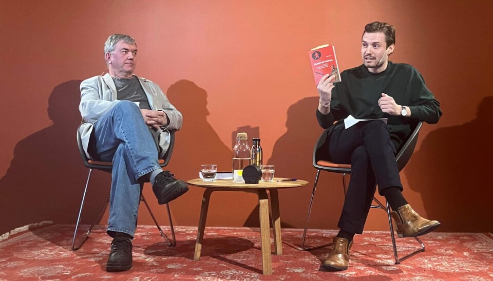 Øyvind Aase og Emil Perron under Salongen-arrangementet om Haaland.