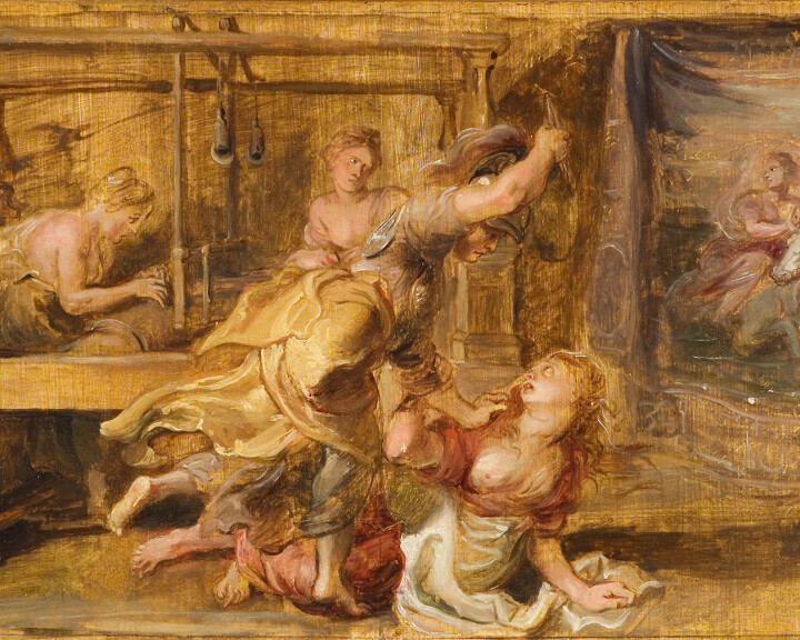 Arakhne er den dyktigaste vevaren blant menneska, og gudinna Minerva utfordrar henne til dyst. Det heile endar med at Arakhne vinn, og at Minerva, i raseri, skaper henne om til ein edderkopp